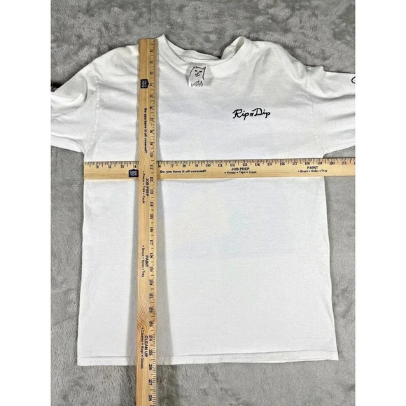 RIP N Dip T Shirt Men's White Long Sleeve Cat Middle Finger RIPNDIP Sz Med - Picture 7 of 12